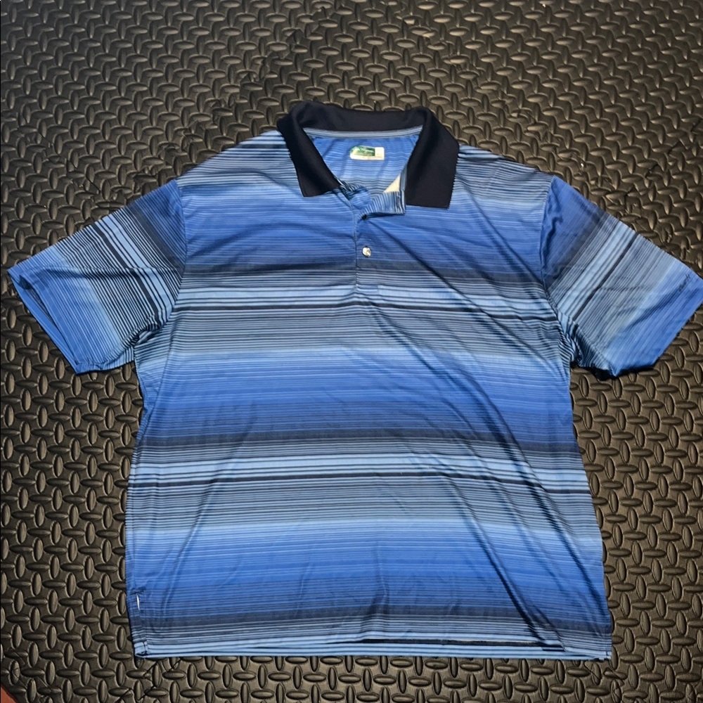 Ben Hogan Polo 3XL Blue Striped Golf Shirt Performance